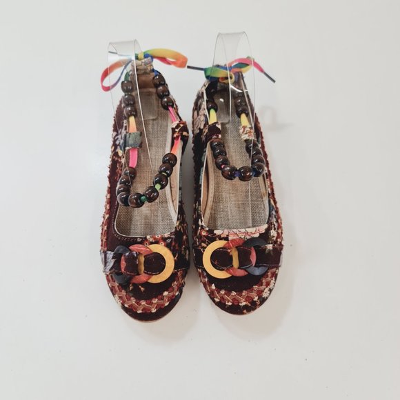 Ladies Multicolour Floral Pattern Flat Shoes UK 4 EU 37 Slip On - Picture 4 of 10